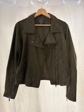 Vintage Green Suede Leather Button-Front Jacket with Rust/Terracotta Contrast Trim — listing 5