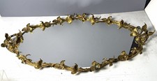 Vintage Gilt Metal Vanity Mirror Tray with Floral Sunflower Motif — listing 3