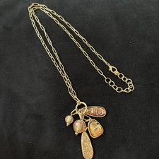 Charm Cluster Bib Necklace with Mother-of-Pearl Discs and Multicolor Glass Beads — listing 4