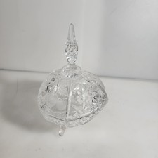 Cut Crystal Covered Candy Dish with Pinwheel Star Pattern and Pointed Steeple Finial — listing 2