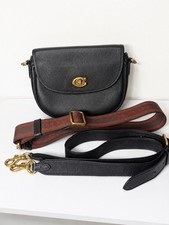 Coach Willow Saddle Bag in Chalk Pebble Leather with Signature Web Strap No visible creed patch — listing 2