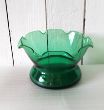 Green Depression Glass Two-Handled Serving Plate, Octagonal with Thumbprint/Hobnail Pattern, 6.5 inches