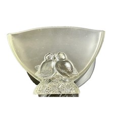 Verlys Art Deco Lovebirds / Doves Frosted Crystal Fan Vase