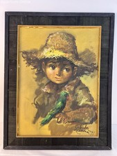 Original Oil Painting of Two Green Parrots (Superb Parrots) Signed Mariott, Gilt Framed