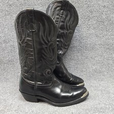 Black Leather Western Cowboy Boots with Traditional Toe Stitching — listing 6