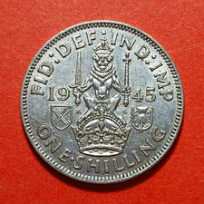 1945 George VI Scottish Crest One Shilling Silver Coin, listing 4