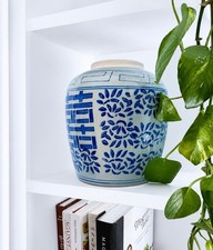 Chinese Blue & White Porcelain Double Happiness Ginger Jar with Lid — listing 3
