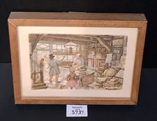 Anton Pieck Framed Color Print - Dutch Village Market Scene with Dog Cart and Fountain — listing 2