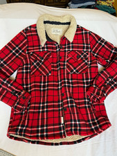 Soho Sherpa-Lined Plaid Fleece Shirt Jacket (Shacket), Men's XXL, Red/Black/Cream — listing 5