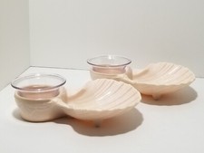 Vintage 1950s Cocktail Sea Servers Set — Pink Lustre Shell Dishes with Glass Cocktail Inserts, Original Boxes — listing 6