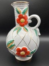 Vintage Yugoslavian Porcelain Water Pitcher with Peach Floral Transfer Decoration