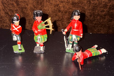 Vintage Hand-Painted Lead Figures - Elderly Couple Seated on Park Bench