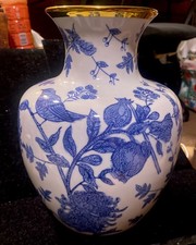 Blue and White Chinese-Style Porcelain Serving Bowl with Bird and Peony Decoration — listing 3