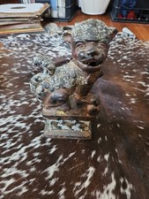 Vintage Chinese Cast Iron Foo Dog Censer Incense Burner with Dragon Handles — listing 6