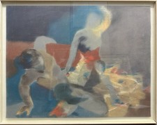 Original Expressionist Pastel Painting of a Yellow House Among Bare Trees, Framed — listing 4