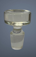 Vintage Blown Glass Decanter Stopper with Wheel-Cut Floral Etching, Mushroom Form — listing 3