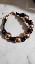 Milor Italy Bronze and Leather Multi-Strand Bracelet with Magnetic Clasp, 7 1/4"