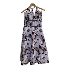 Lapis Floral Backless Halter Dress, Petite Medium — listing 6