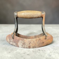 Antique Double-Blade Food Chopper / Mezzaluna with Turned Wood Handle — listing 3