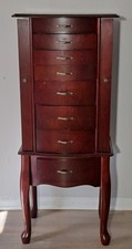 Vintage French Provincial Style Small Wooden Jewelry Cabinet Armoire with Wire Mesh Doors — listing 4