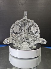 Vintage Cut Crystal Square Bonbon Dish with Floral & Fern Wheel-Cut Design, 5.75" — listing 6