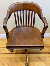 Vintage Bankers Armchair Solid Wood Mid-Century Office Chair — listing 4