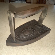 Antique Cast Iron Sad Iron with Wire Loop Handle Number or size marking, listing 6