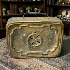Antique French Brass Charcoal Hand/Foot Warmer with Stoker Vent