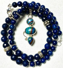 Sterling Silver Filigree Dangle Earrings with Lapis Lazuli / Blue Inlay 925 / Sterling — listing 6