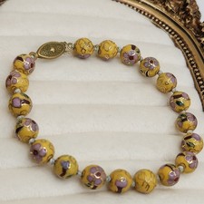 Vintage Chinese Cloisonné Enamel Floral Bead Stretch Bracelet — listing 6