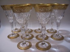 Vintage Gold Encrusted Rim Etched Wine Glass with Faceted Stem Yes - Fostoria/other name — listing 5