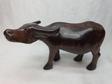 Hand-Carved Wooden African Cape Buffalo Bookends, Pair, Brown, 5" x 6.5" — listing 4
