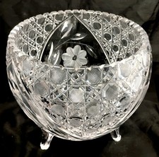 Cut Crystal Footed Bowl with Sawtooth Rim, Diamond and Fan Cut Pattern — listing 6