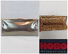 Hobo International Metallic Gold Leather Pleated Fold-Over Clutch Bag — listing 6