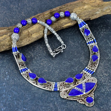 Sterling Silver Filigree Dangle Earrings with Lapis Lazuli / Blue Inlay 925 / Sterling