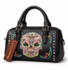 Montana West Sugar Skull Embroidered Crossbody Concealed Carry Purse Teal — listing 3