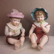 Antique German Bisque Piano Baby Figurine Seated in Green Bowl — listing 4