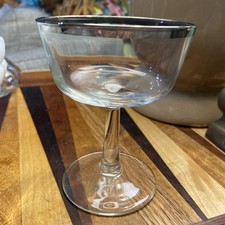 Vintage Silver-Rim Wheel-Cut Footed Cordial/Sherry Glasses, Set of Multiple — listing 3
