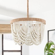 Vintage Italian Beaded Crystal Mini Chandelier / Hanging Lamp, Gold & Pink, 12" Tall — listing 3