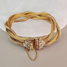 Vintage Two-Tone Woven Mesh Ribbon Link Bracelet with Box Clasp, Possibly Silver — listing 3
