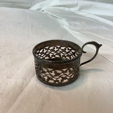 Sterling Silver Demitasse Cup Holder and Saucer with Pink Porcelain Liner — listing 2