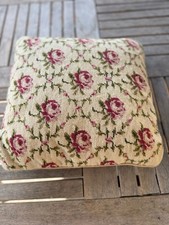 Vintage Hand-Embroidered Wool Needlepoint Floral Panel Coverlet / Textile — listing 4