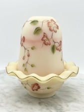 Fenton Burmese Uranium Glass Fairy Lamp with Hand-Painted Tree Landscape — listing 3