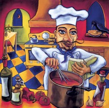 Will Rafuse Signed 3D Relief Chef Wall Plaque in Kitchen Scene — listing 2