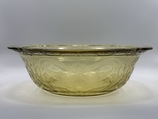 Federal Glass Madrid Amber Depression Glass Cups, Saucers & Square Plates — listing 2