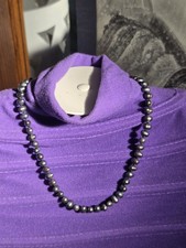 Beaded Necklace with Peacock Freshwater Pearls and Cream Tube Beads — listing 3