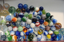 Mixed Lot of Vintage & Modern Glass Marbles in Tin — listing 2