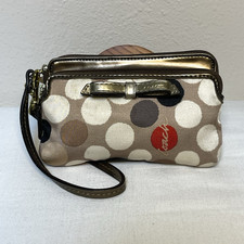 Coach Double Zip Wallet Wristlet in Maroon Pebbled Leather — listing 3