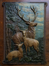 Antique Hand-Painted 4-Panel Folding Fireplace Screen with European Village Landscape — listing 2