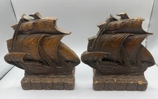 Pair of OrnaWood Carved Galleon Sailing Ship Bookends — listing 3